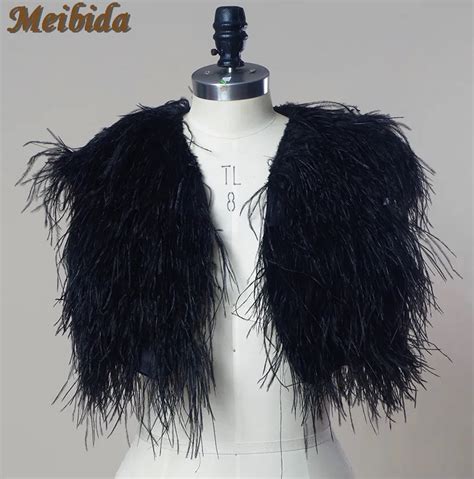 Luxury Ivory Winter Fur Ostrich Feather Coats Wedding Boleros