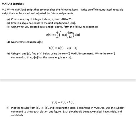 Solved Matlab Exercises M1 Write A Matlab Script That