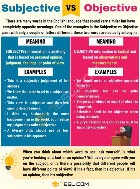 Objective Vs Subjective Worksheet