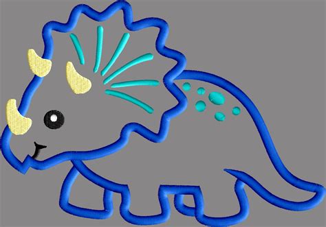 Triceratops Dinosaur Applique 2 Size Pack Machine Embroidery Design