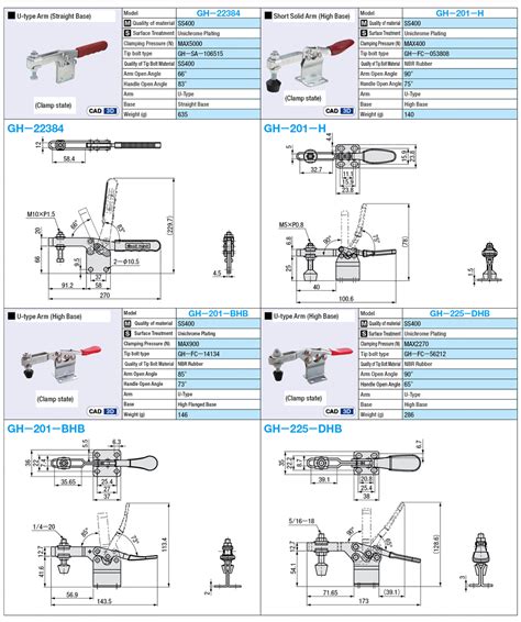 Toggle Clamp Horizontal Type U Arm Straight Base Gh From