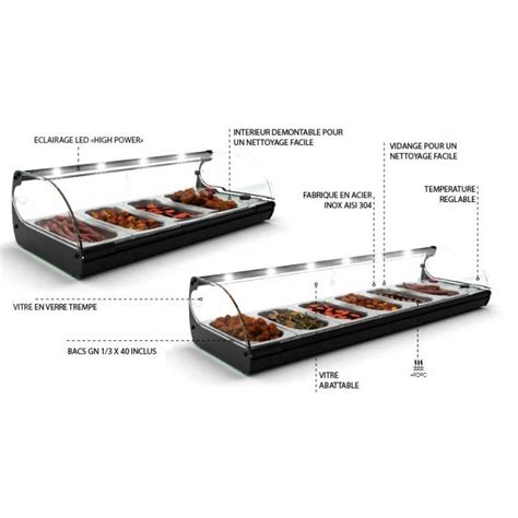 Vitrine Chauffante Tapas Bain Marie Bacs Gn X P Mm Avec