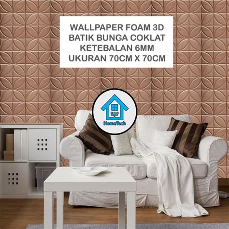 Jual HT Wallpaper Foam 3D Motif Batik 07 Coklat Bata Semanggi Stiker