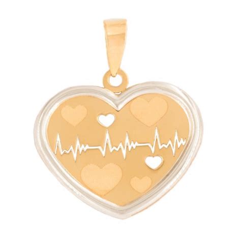 Heart Heartbeat Pendant In Bicolor Gold K