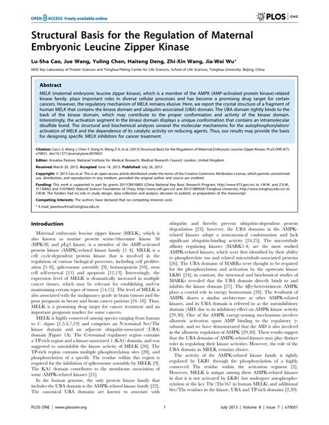 Pdf Structural Basis For The Regulation Of Maternal Embryonic Leucine