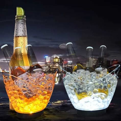 Color Changing LED Ice Bucket Cooler For Champagne Wine Drinks And