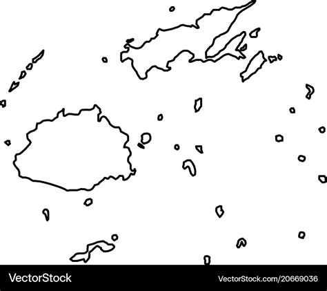 Fiji map of black contour curves of Royalty Free Vector