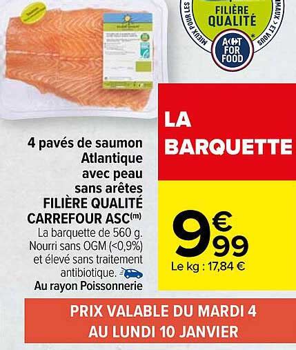 Promo 4 Pavés De Saumon Atlantique Avec Peau Sans Arêtes Filière