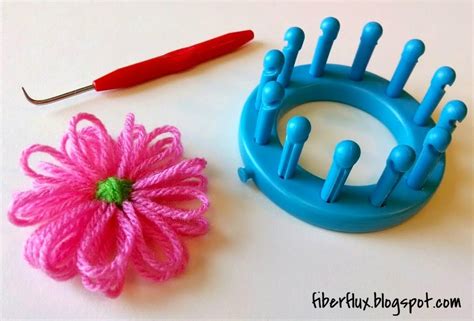 Fiber Flux How To Make A Loom Flower Round Loom Knitting Loom