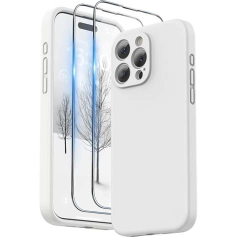 Coque pour iphone 15 pro 2 vitres verre trempé coque mat Souple