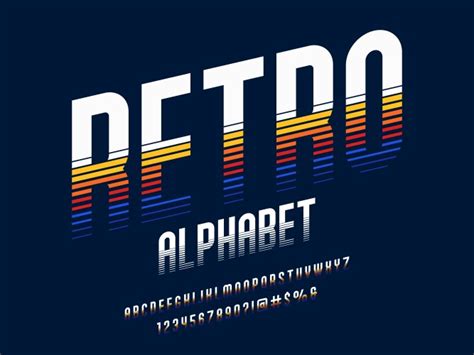 Colorful Retro Font 80s Style Alphabet Letters Vector Image