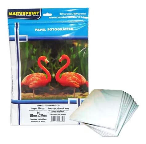 Masterprint Kit de 20 hojas de papel fotográfico satinado A4 de 230 g