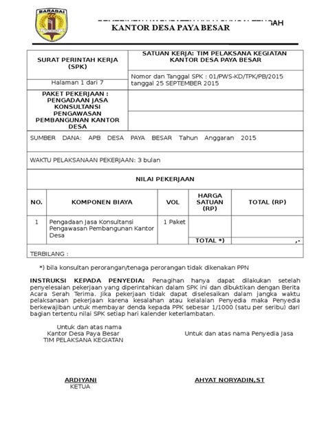 Contoh Surat Perintah Kerja Pengadaan Barang Dan Jasa 48 Koleksi Gambar