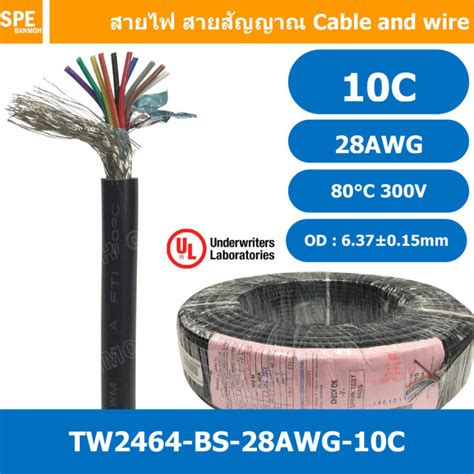 1 เมตร TW 2464 BS 28AWG 10C สดำ Black สายมลตคอร 10 คอร ขนาด