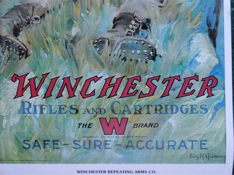 Winchester Advertising Poster Firearms And Ammunition Red W Philip Goodwin Art 4625462425