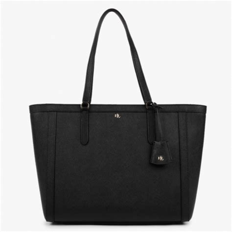 Lauren Ralph Lauren Clare 33 Black Leather Tote Bag