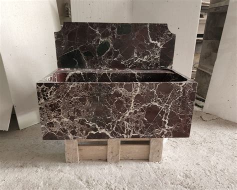 Rosso Levanto Marble Sink Wall Hanging Marble Sink Special Order