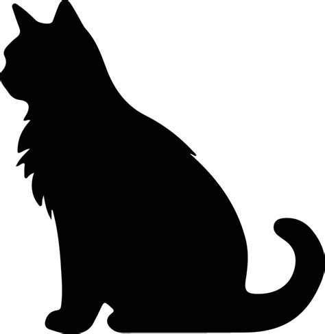 Russian White Black And Tabby Cat Black Silhouette Vector Art