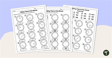 Free Telling Time To The Minute Worksheets Teach Starter Worksheets