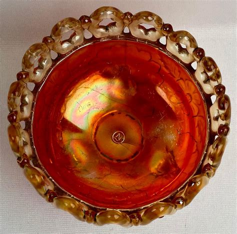 Lot Antique Northwood Carnival Glass Wild Rose Marigold Open Edge Three Footed Rose Bowl 5