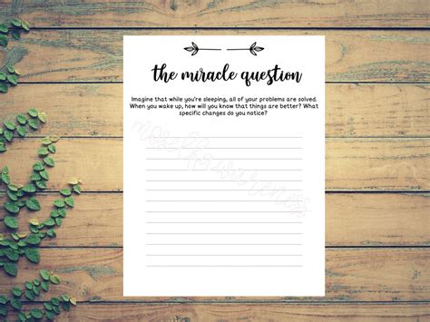 The Miracle Question Instant Download Worksheet Etsy