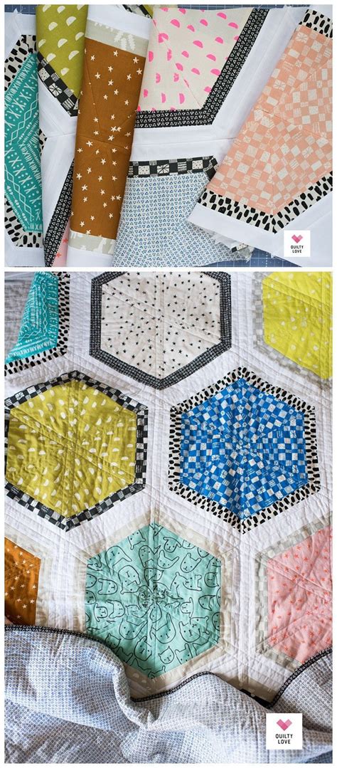 Triangle Hexies Pdf Quilt Pattern Hexie Quilt Modern Etsy Hexie