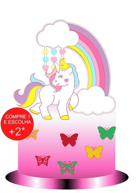 Arquivo De Corte Topo De Bolo Unicornio Arco Iris Elo