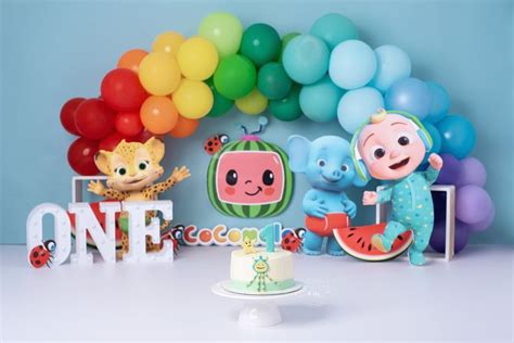 Cocomelon Cake Smash Super Simple Songs Rainbow First Birthday 1st