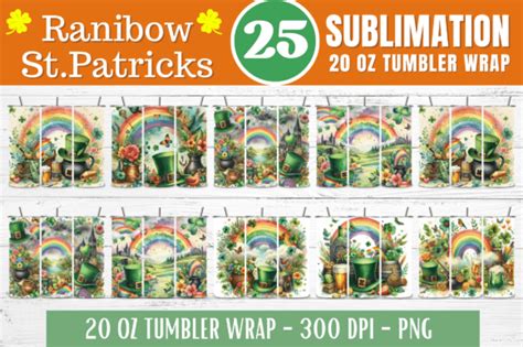 Rainbow St Patricks Oz Tumbler Wrap Graphic By Craft Fair Creative