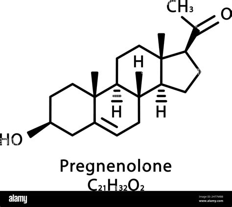 Pregnenolone Molecular Structure Pregnenolone Skeletal Chemical Formula Chemical Molecular