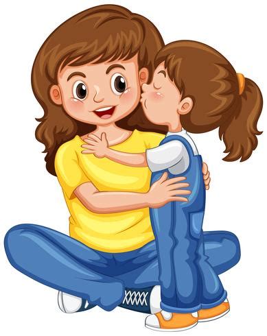 Daughter kissing her mother 367530 Vector Art at Vecteezy