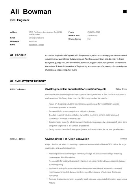 Civil Engineer Resume And Writing Guide 12 Resume Templates 2019