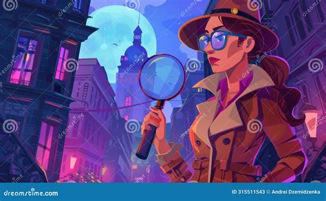 Animated Cartoon Night City Street With Girl Spy Modern Landing Page