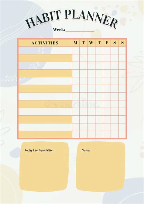 Habit Planner Digital Planning Insert Sheet Printable Page Template