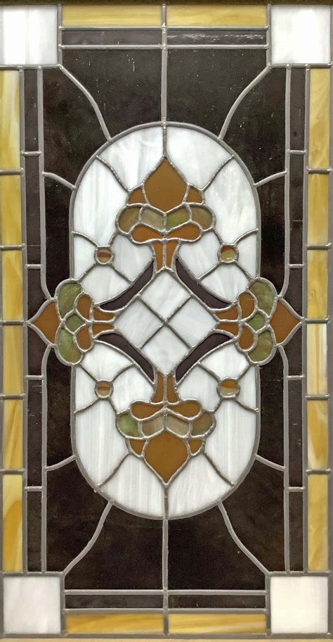 Lot Stained Glass Window Pane In Wood Frame