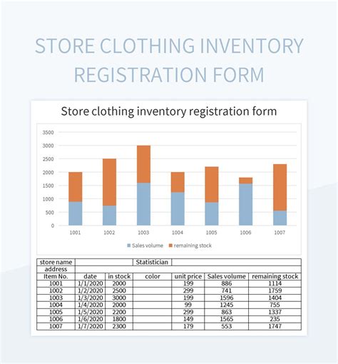 Store Clothing Inventory Registration Form Excel Template And Google