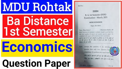 Mdu Ba Distance Economics 1st Semester Question Paper Mdu Distance Ba