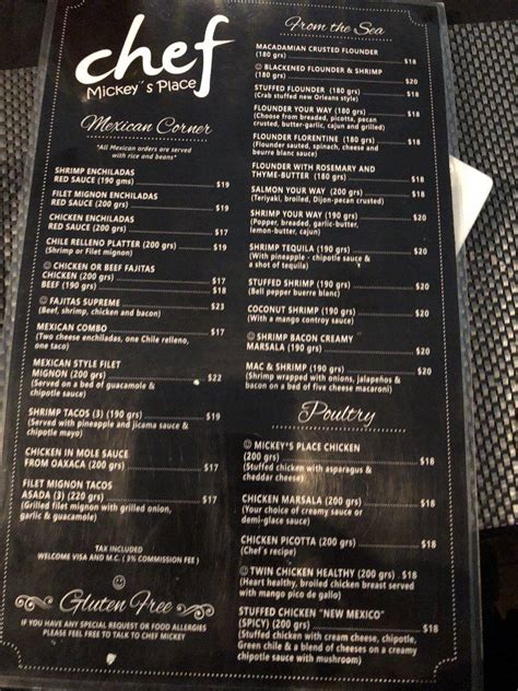 Menu At Chef Mickey S Place Restaurant Puerto Pe Asco