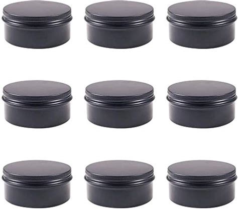 Healthcom 5 Oz 12 Packs Black Round Aluminum Tin Cans Screw Top Metal Steel Tins Empty Slip