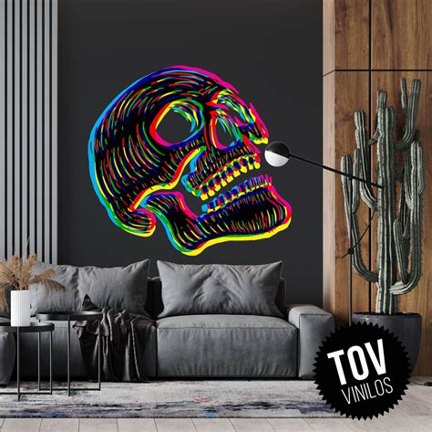 Skull Decal Geometric Skull Vinyl Wall Decal Skull Wall | Etsy