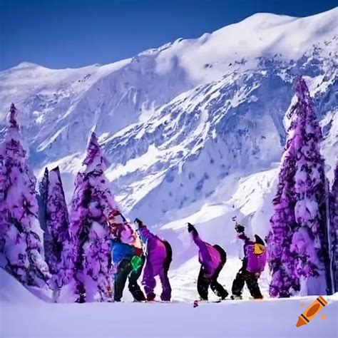 Group Of Skiers And Snowboarders Ready To Hit The Slopes On Craiyon