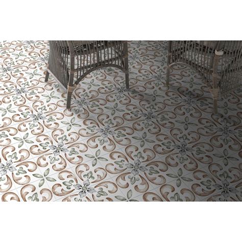 Carrelage aspect ciment SOLVEA FLORE CHAUD 15X15 0 95 m² As de Carreaux