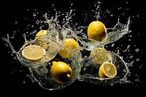 Premium Photo Still Life Graphy Shot Of Lemon Slices Falling Under