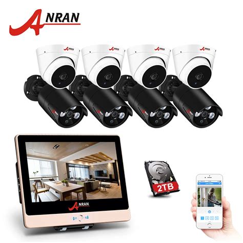 ANRAN POE 8CH 2 0MP 12 Inch LCD POE NVR Kit Home Security Surveillance