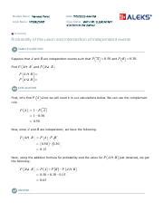 Finding The Probability Of Union And Intersection Of Independent