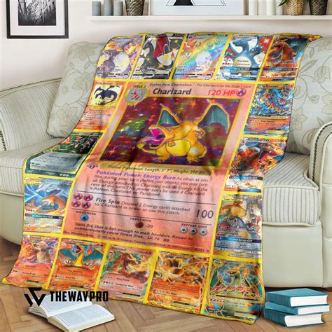 Anime Pokemon Charizard Cards Blanket Pixeltee