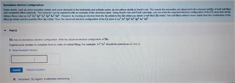 Solved Anomalous electron configurations filled 4s orbital | Chegg.com