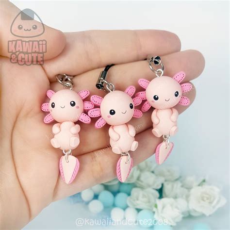 Kawaii Axolotl Cute Keychain Pink Axolotl Clay Charms Axolotl Pendant