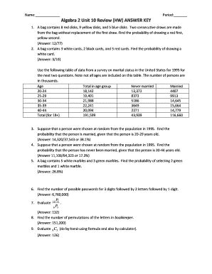 Fillable Online Name Period Period Algebra Unit Review Hw