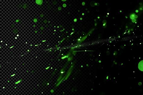Green Fire Sparks Overlay Effect In Transparent Background Premium Ai